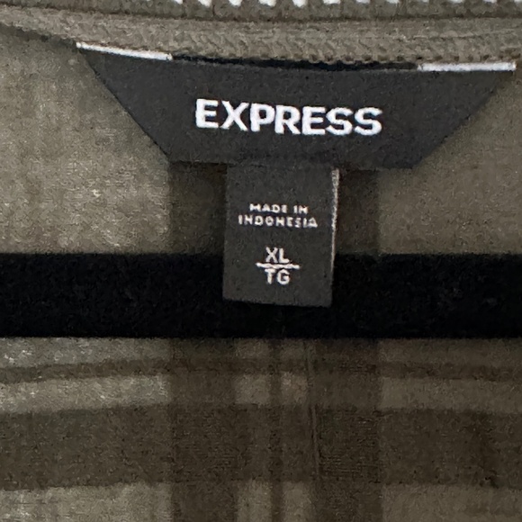Brand New Express WindowPane Semi-Sheer Cropped Blouse XL Green Fall - Picture 4 of 8